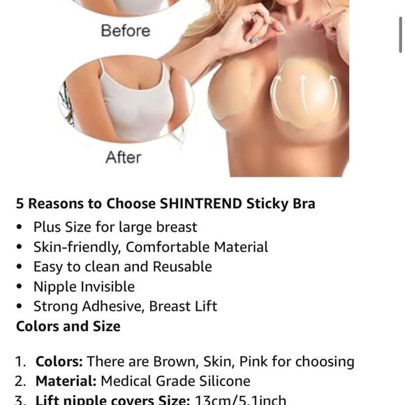 Women’s Silicone Nipple Covers 5.1”- Nude NIP - Picture 5 of 8